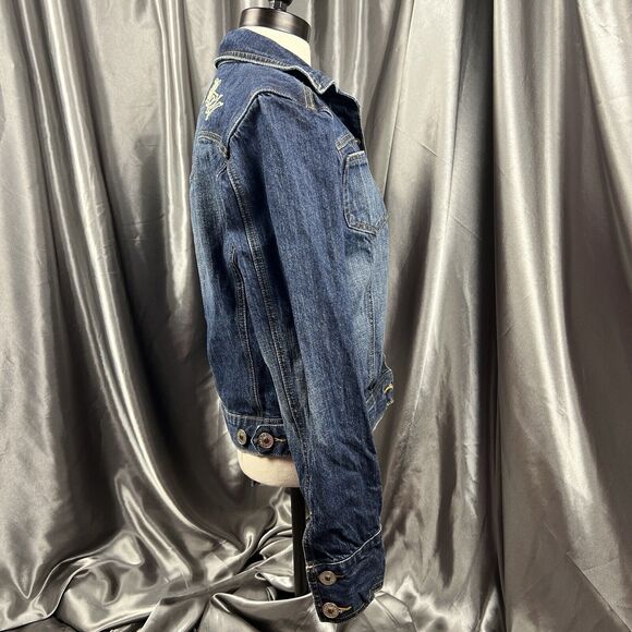 Fender Denim Jacket Women's M Rock & Roll Embroidered Blue Jean Cropped RARE - Picture 11 of 17